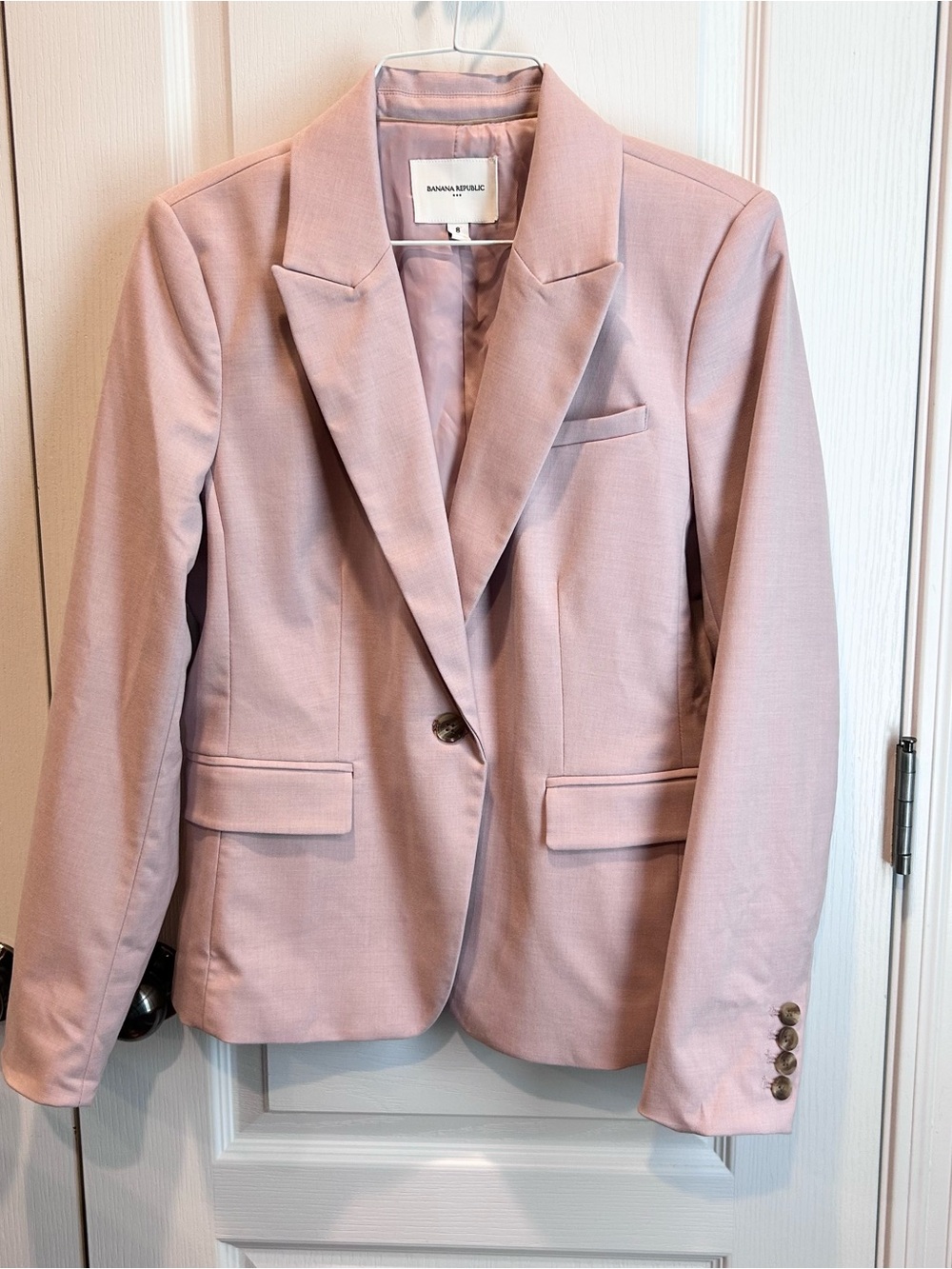 Banana Republic Pink Blazer Size 8 Single Button Workwear Suit Jacket Stretch